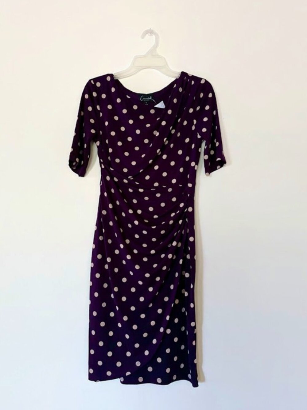 CONNECTED APPAREL Short sleeve polkadot dress, Wrap style dress
